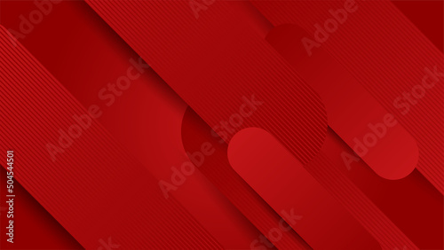 Red luxury background with golden curve decoration and glitter light effect.