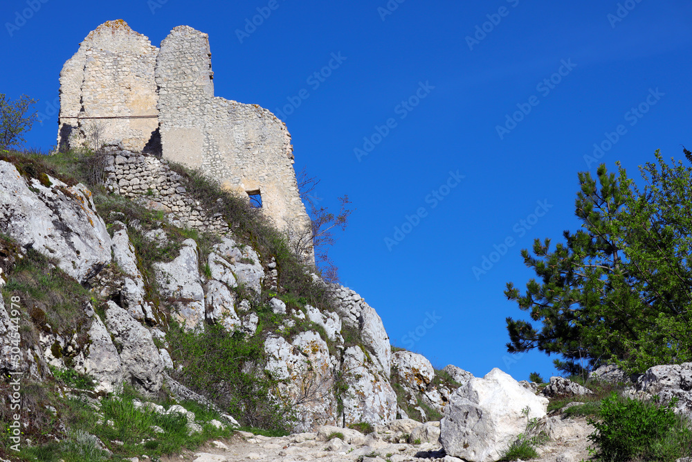 Rocca Calascio, view of ruins of mountaintop medieval fortress at 1512 meters above sea level. The Castle of Rocca Calascio is located within the Gran Sasso National Park, Abruzzo – Italy
