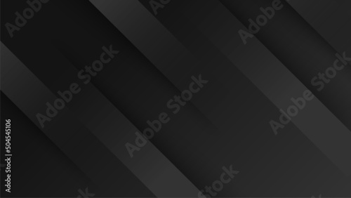 Black abstract background design. Modern wavy line pattern (guilloche curves) in monochrome colors. Premium stripe texture for banner, business background. Dark horizontal vector template