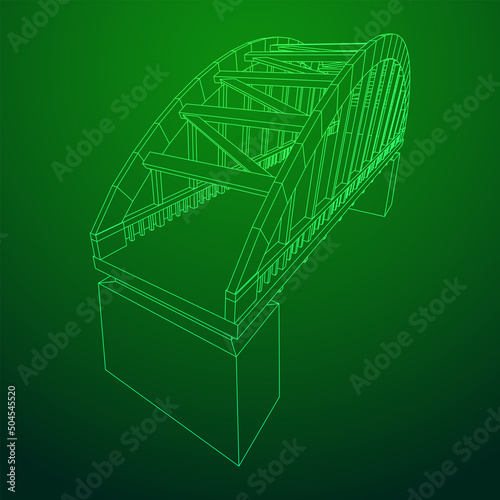 Bridge connection structure. Wireframe low poly mesh
