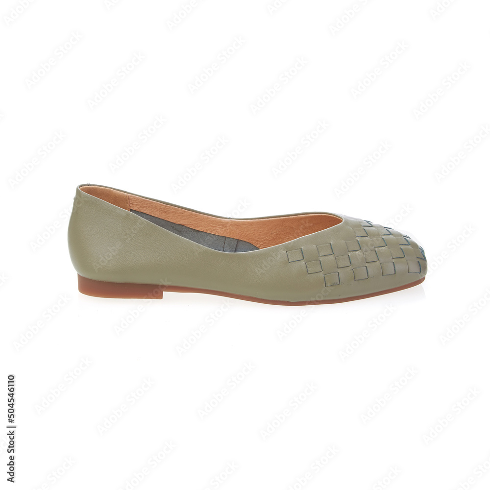 Stylish elegant trendy designer fashionable summer spring 2022 eco leather women's loafers shoes isolated