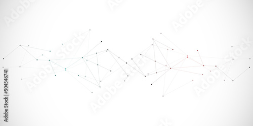 Abstract background and geometric pattern with connecting the dots and lines. Networking concept, internet connection and global communication photo