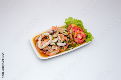 Spicy seafood salad with Vietnamese pork.