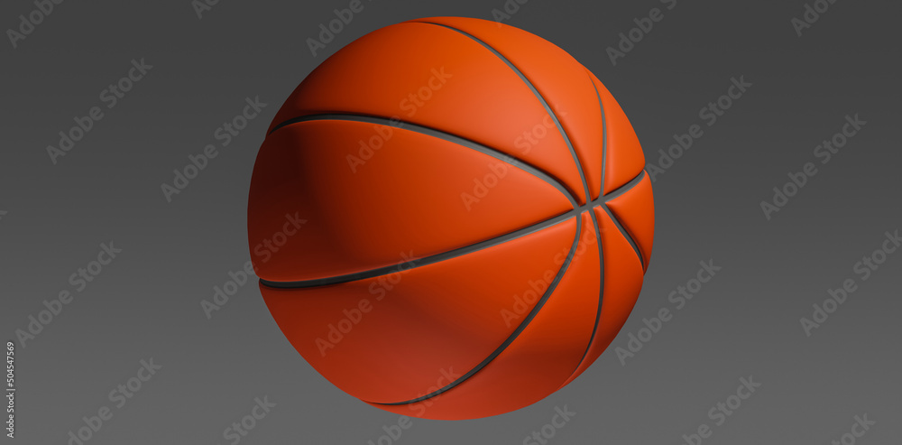 High-quality rendering of 3D 
 black basketball. It is white 
 background and copy space.
3D rendering