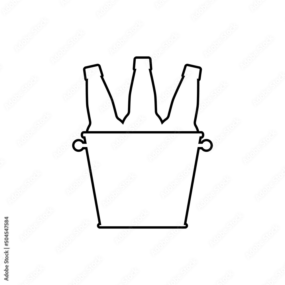 Beer bottles in a bucket. Vector illustration on white background. Beer bottles in a bucket. Vector illustration on white background.