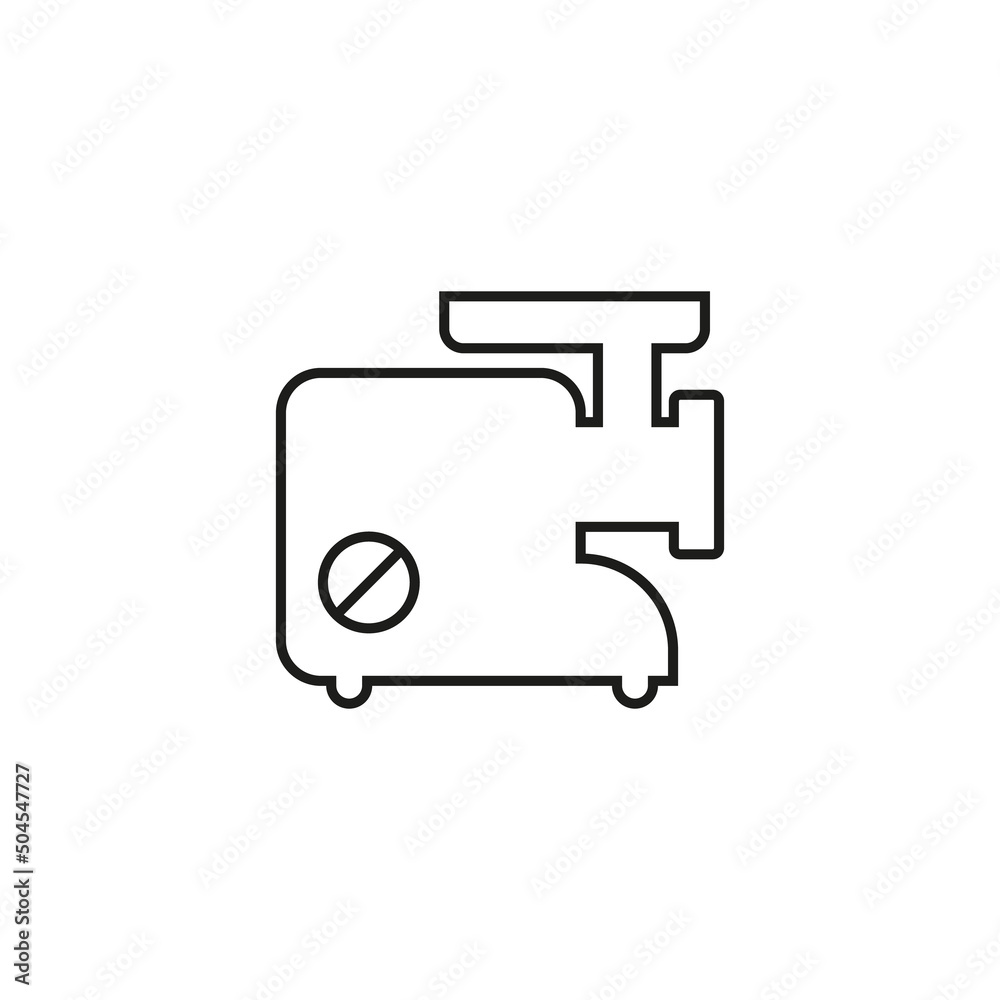 Electric meat grinder icon. Line style. Isolated vector outline illustration on white background. Electric meat grinder icon. Line style. Isolated vector outline illustration on white background.