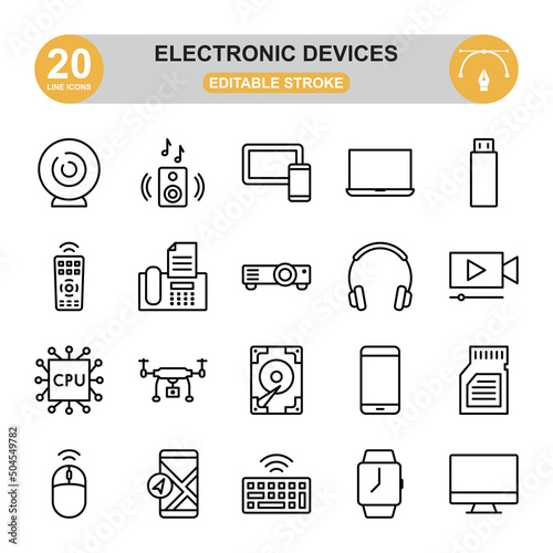 Electronic Devices Editable icon set