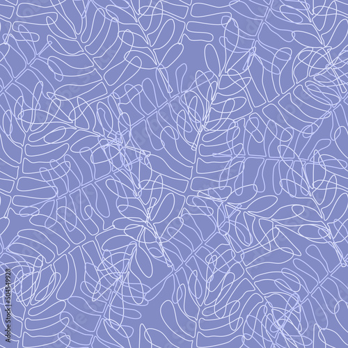 Seamless pattern for textile and wallpapers with naive hand drawn doodle leaves. Matisse style organic elements.