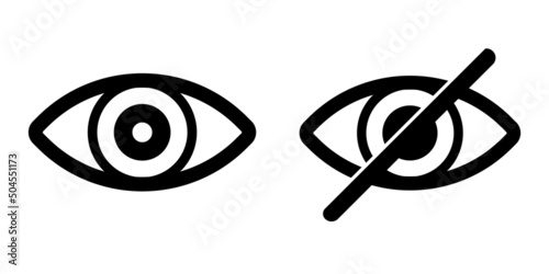 Eye icons. See and not see the symbol. Isolated on a white background. Vector illustration eps10