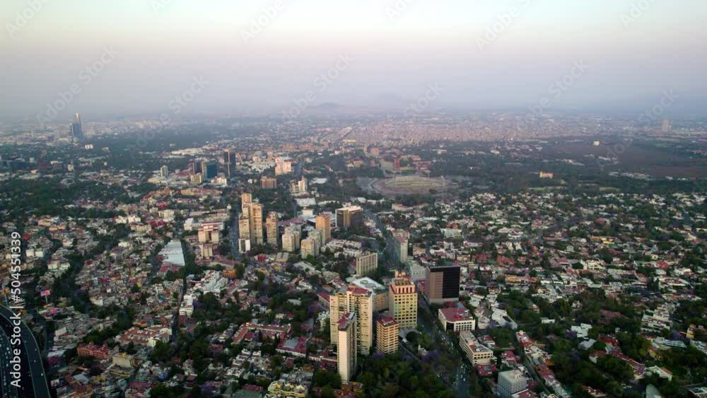 Drone shot at south mexico city with unam stadium Drone shot at south mexico city with unam stadium