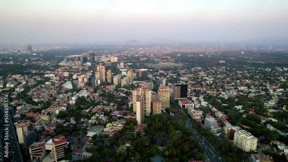 High view of south mexico city and unam stadium from a drone High view of south mexico city and unam stadium from a drone