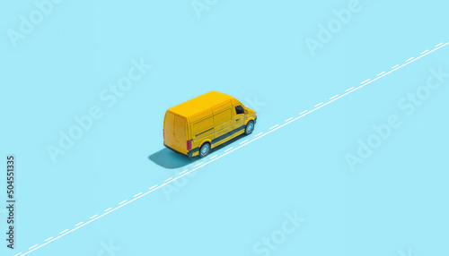 Yellow post  vehicle delivering goods photo