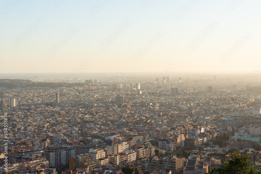 Barcelona City Panorama At Sunset Barcelona City Panorama At Sunset