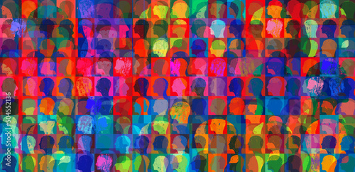 Colorful People Heads and Faces Collage photo