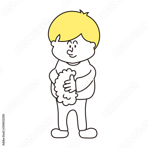 手を洗う子供のイラスト素材