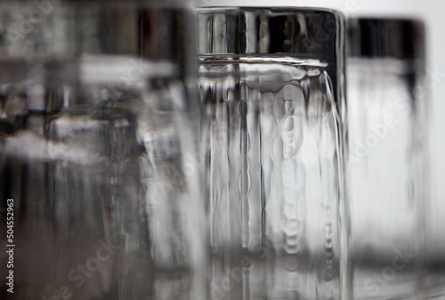 Closeup transparent crystal glass cup

