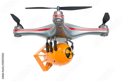 Fototapet Military Drone with atomic bomb, 3D rendering