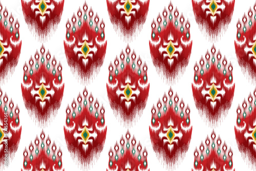 Ikat geometric abstract ethnic pattern design. Tribal boho native ethnic turkey traditional embroidery vector background. Aztec fabric carpet mandala ornaments textile decorations wallpaper 