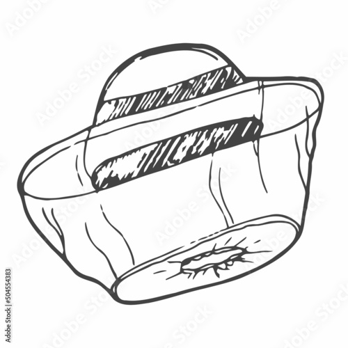 Hand drawn Mosquito Face Protection isolated on white background. Beekeeper's Net hat in Sketch style. Vector Illustration.