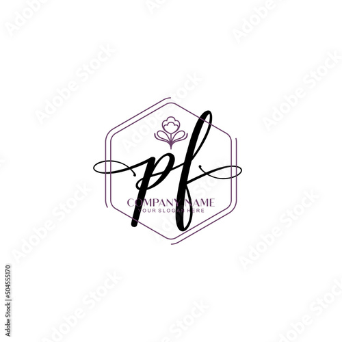PF signature logo template vector
