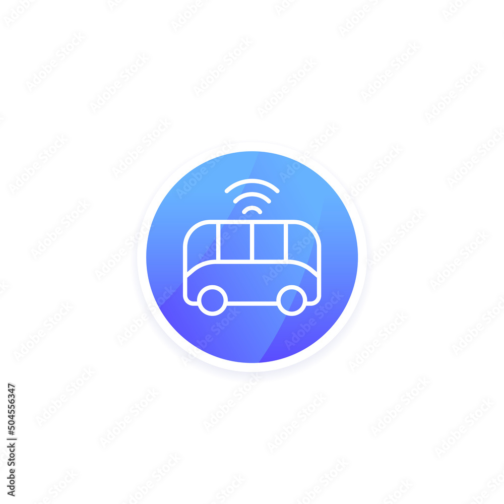 autonomous shuttle bus icon, modern city transport line vector design autonomous shuttle bus icon, modern city transport line vector design