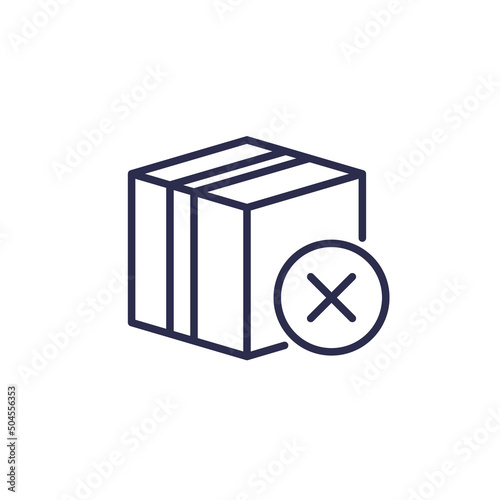 cancel order line icon with a parcel