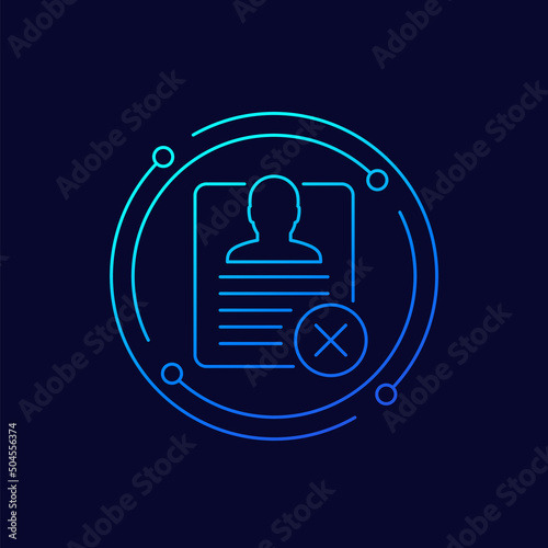 delete personal data, account or profile icon, linear design