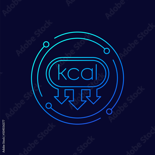 kcal, kilocalorie reducing icon, linear design