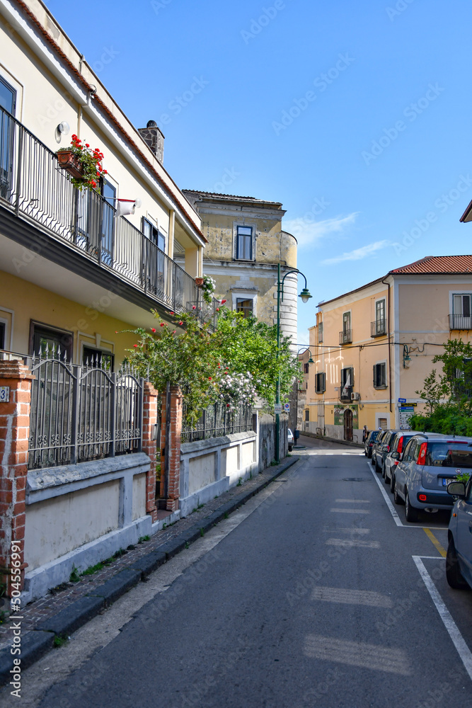 A narrow street in Vietri sul Mare, a village on the Amalfi coast in Italy.
