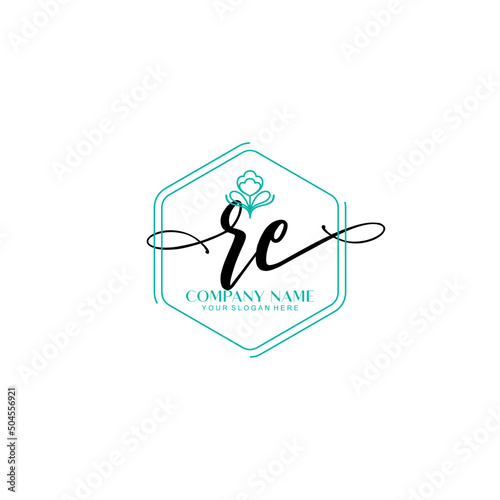 RE signature logo template vector