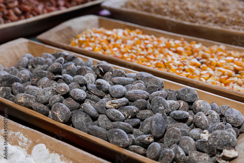 Closeup of fermented cacao also known as pataxtle on a table photo