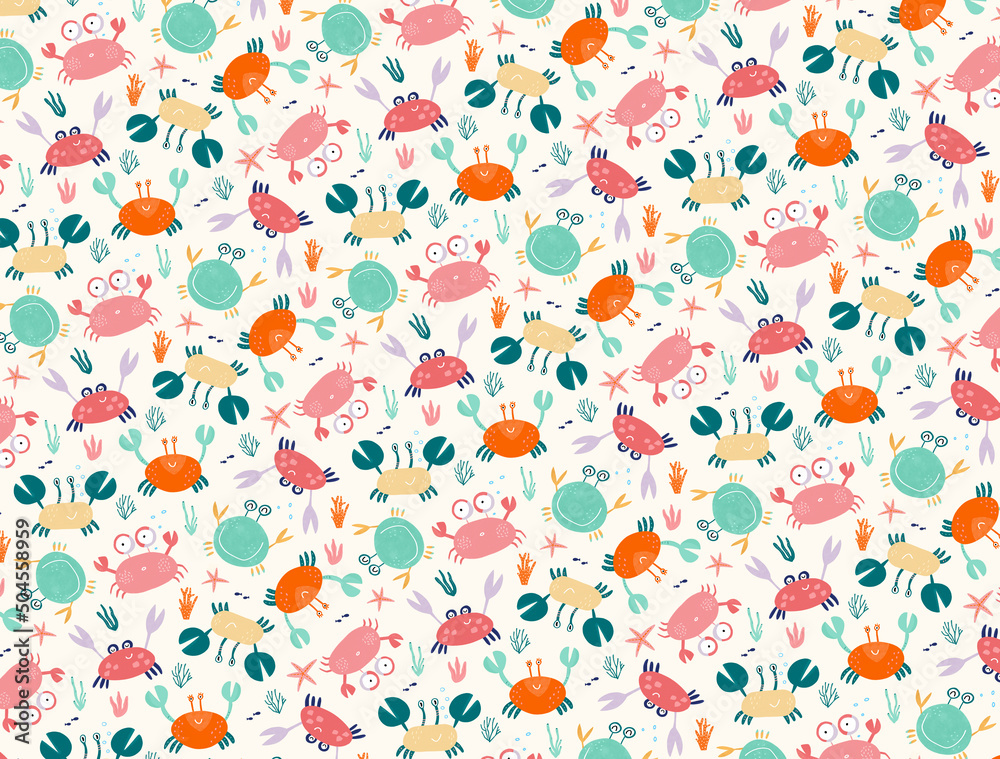 Crab summer pattern illustration Crab summer pattern illustration