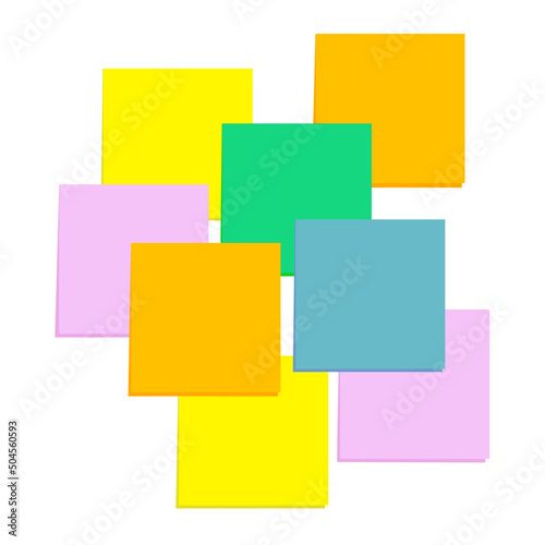 Sticky notes in multi-colours  isolated on a white background
