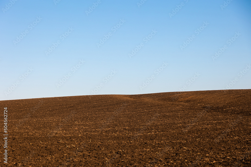 Bare field under the blue sky