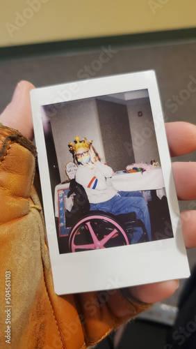 Polaroid of woman in wheelchair photo