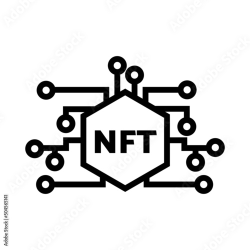 Non fungible token technology line icon. Icon or Logo Symbol vector illustration.