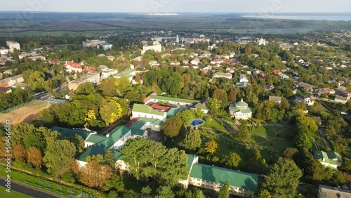 Aerial shot the city Ostroh. Academy National University. Ukraine photo