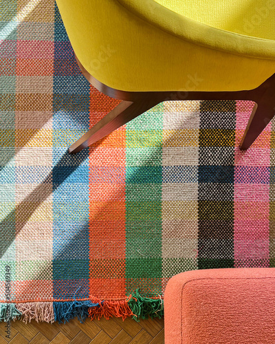 Colorful plaid rug