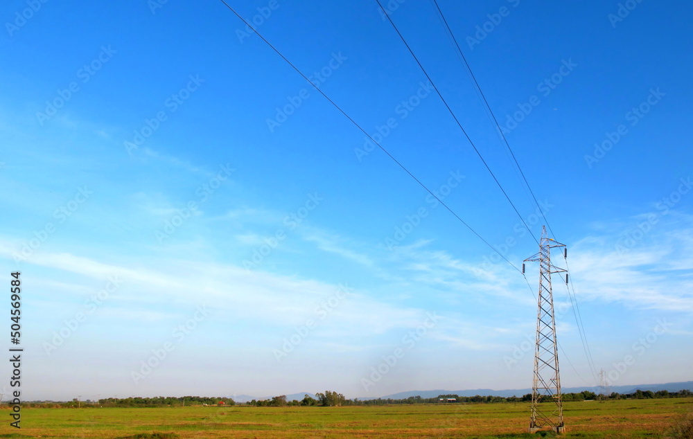 landscape of electric pole have cloud on background landscape of electric pole have cloud on background
