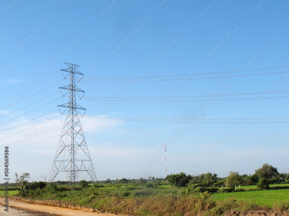 landscape of electric pole have cloud on background landscape of electric pole have cloud on background