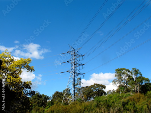landscape of electric pole have cloud on background