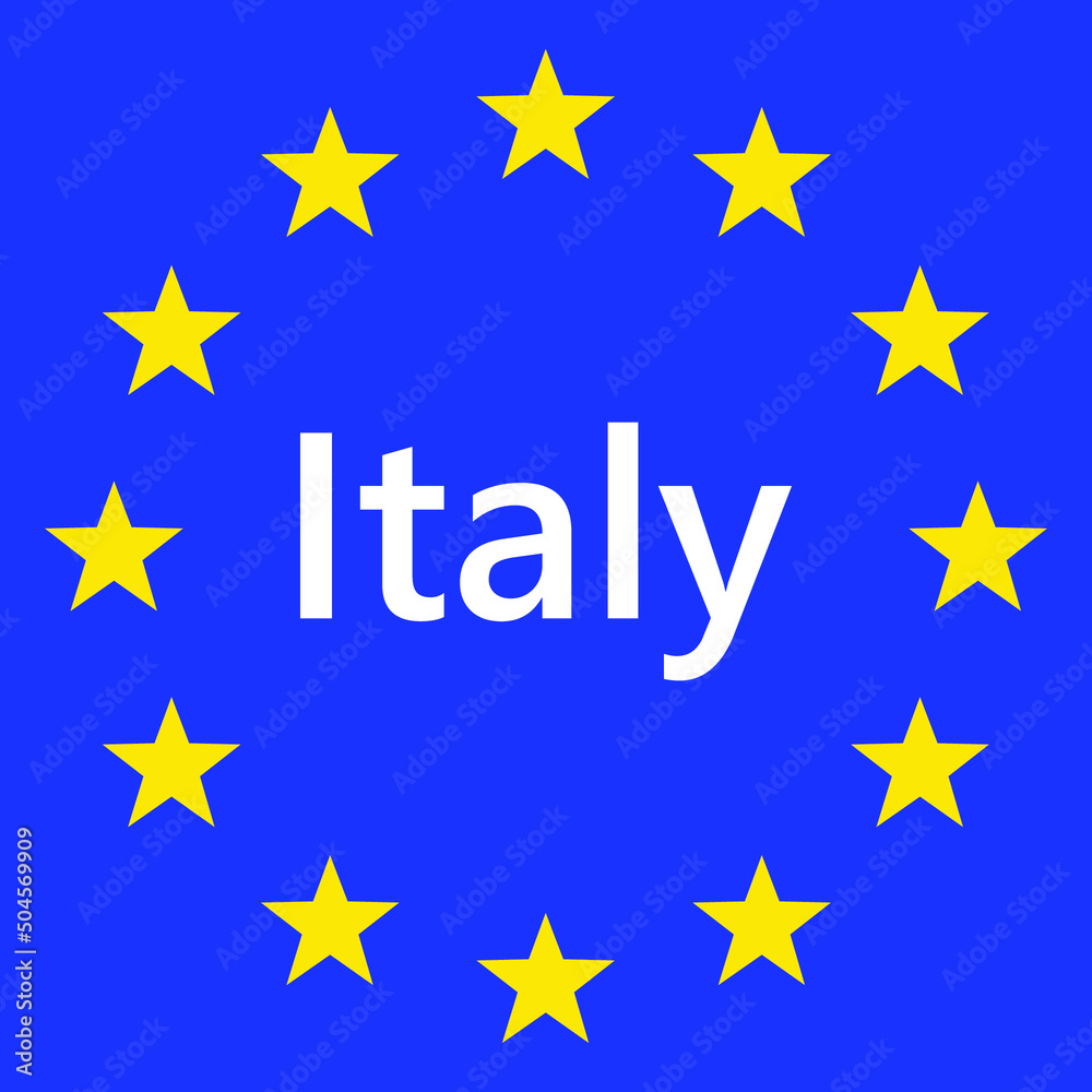 Flag of European Union with Italy. EU Flag. Country border sign of the of Italy. Vector illustration. Flag of European Union with Italy. EU Flag. Country border sign of the of Italy. Vector illustration.