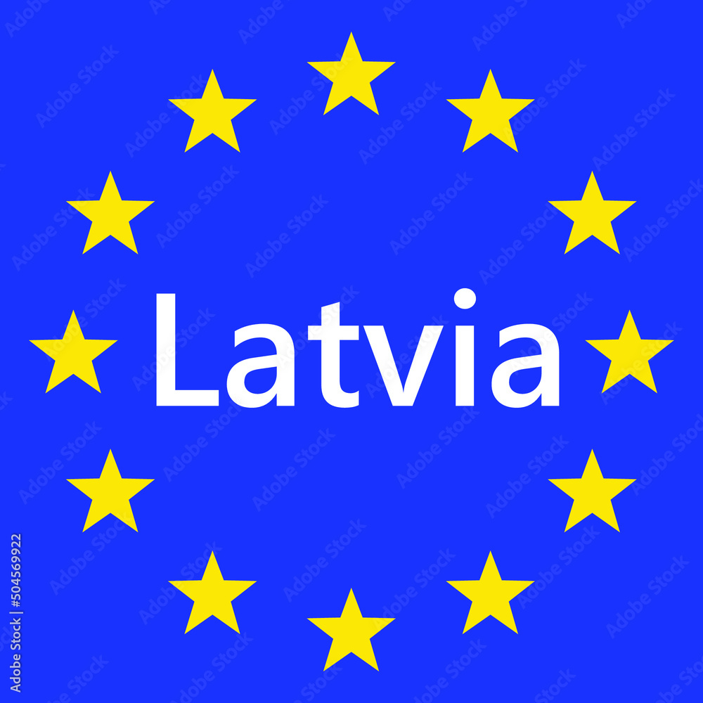 Flag of European Union with Latvia. EU Flag. Country border sign of the of Latvia. Vector illustration. Flag of European Union with Latvia. EU Flag. Country border sign of the of Latvia. Vector illustration.
