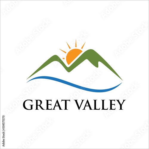 Valley logo concept vector. Mountain valley logo template