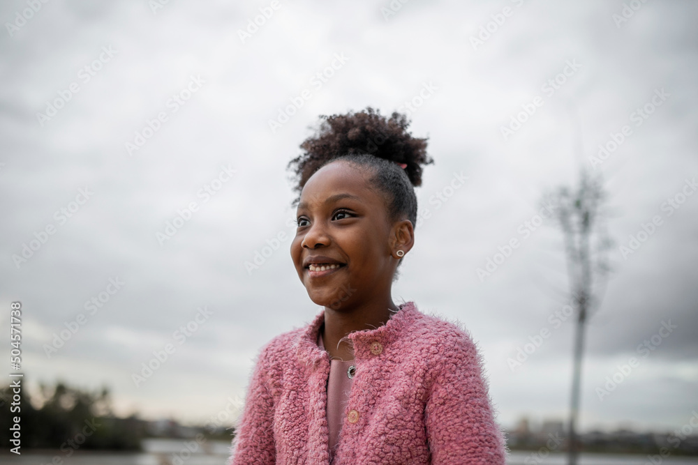Portrait of black girl with afro hair Portrait of black girl with afro hair