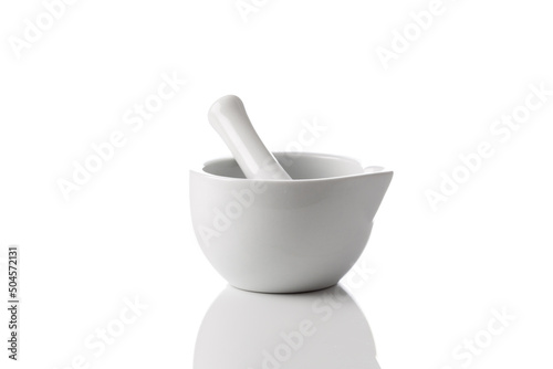 mortar and pestle isolated on white background