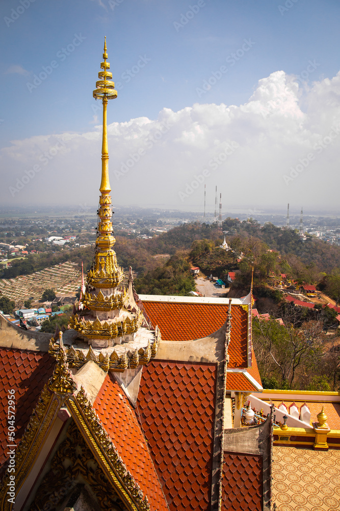 Wat Khiriwong temple on top of the mountain in Nakhon Sawan, Thailand