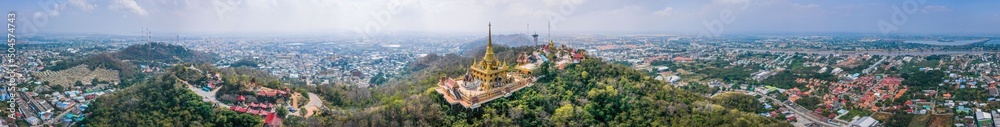 Aerial view of Wat Khiriwong temple on top of the mountain in Nakhon Sawan, Thailand Aerial view of Wat Khiriwong temple on top of the mountain in Nakhon Sawan, Thailand