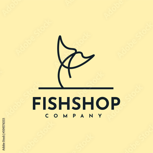Fish shop whale tail logo design
