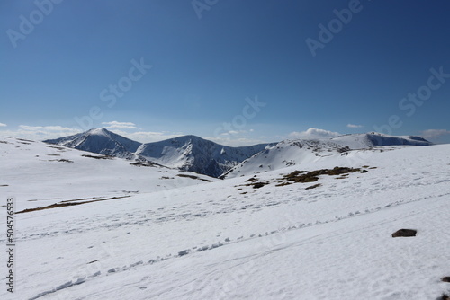 cairn toul and sgor an lochain uaine (the Angel's peak) and braeriach, cairngorms photo